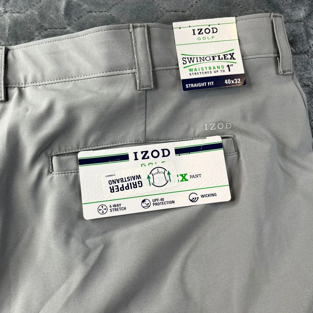 IZOD Golf Pants Mens 40x32 Gray Swing Flex Straight Fit Performance IZAGC08020 - Picture 7 of 10